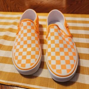 Vans orange and white checkered board (Neon)